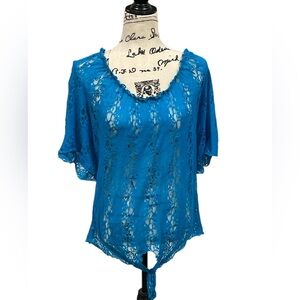 Vibrant Blue Debs Women’s Lace Knotted 2X Blouse